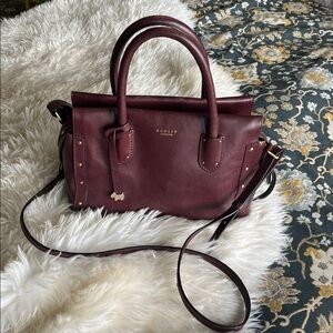 Radley London Dark Burgundy/Port Satchel with Gold Stud Detail